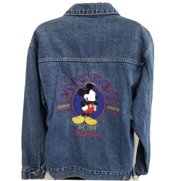Vintage Disney Mickey Mouse Unlimited Denim Jacket Adult Unisex Sz M - Picture 1 of 9
